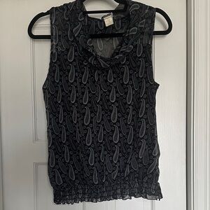Paisley Cowl Neck Sleeveless Camisole - Black